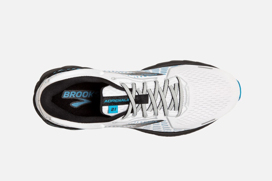 Brooks Running Shoes Mens White/Black/Blue - Adrenaline GTS 21 Road - 4810-BFMPJ